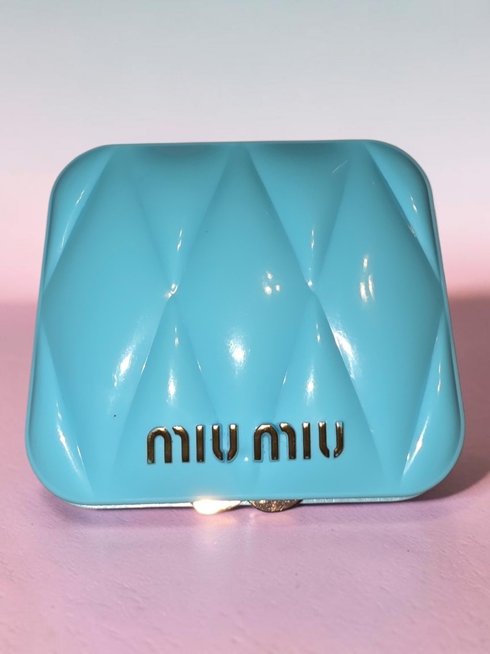 Miu Miu Blue Quilted Resin Compact Double Mirror - Like New